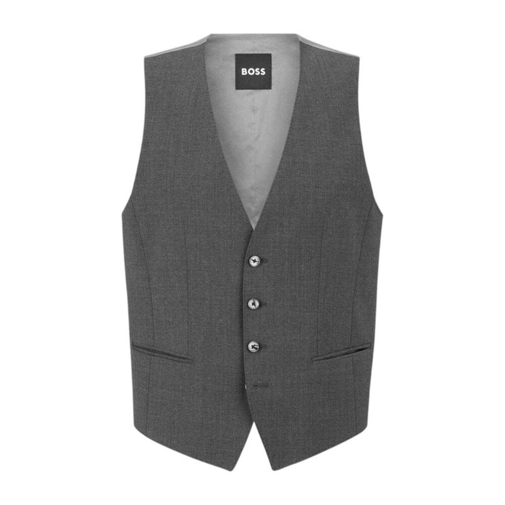 Boss Mens Textured Slim Sleeveless Vest / Gray